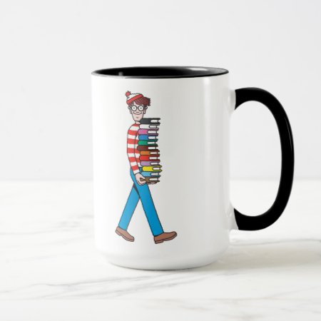 Where's Waldo Carrying Stack Of Books Mug