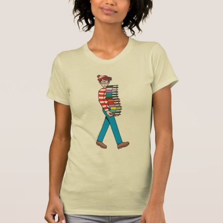 Where's Waldo Carrying Stack Of Books T-shirt