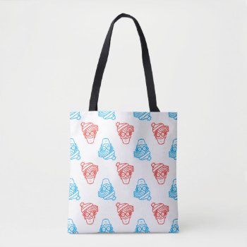 Where's Waldo Red And Blue Face Pattern Tote Bag by WheresWaldo at Zazzle