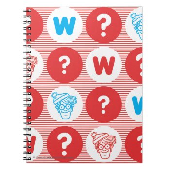 Where's Waldo Red  White And Blue Pattern Notebook by WheresWaldo at Zazzle