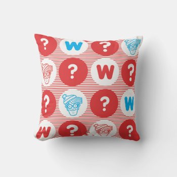 Where's Waldo Red  White And Blue Pattern Throw Pillow by WheresWaldo at Zazzle