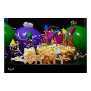 Where's Waldo style illustration of partying Fubby Poster