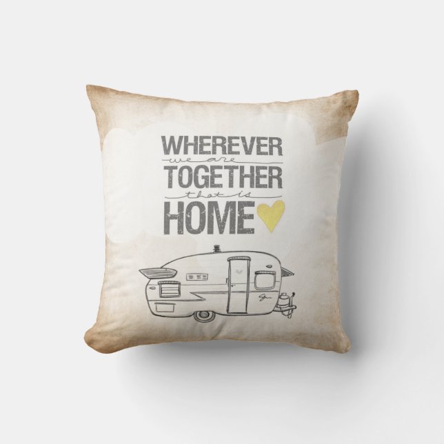 Wherever We Are Together series- Shasta Trailer Throw Pillow (Front)