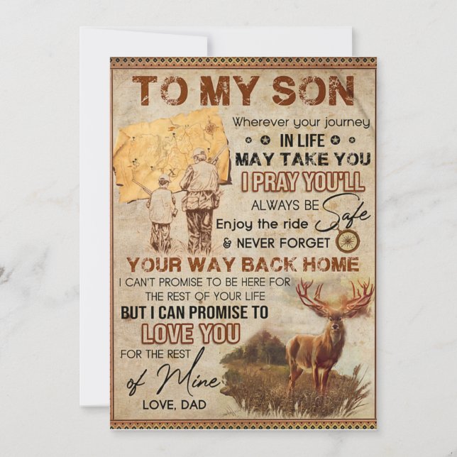 Wherever Your Journey In Life - Deer Dad To Son  Holiday Card (Front)