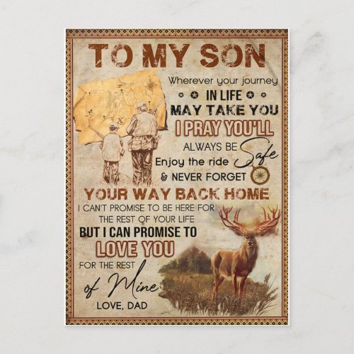 Wherever Your Journey In Life _ Deer Dad To Son  Postcard