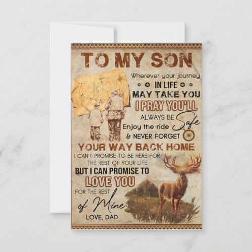 Wherever Your Journey In Life _ Deer Dad To Son  Thank You Card