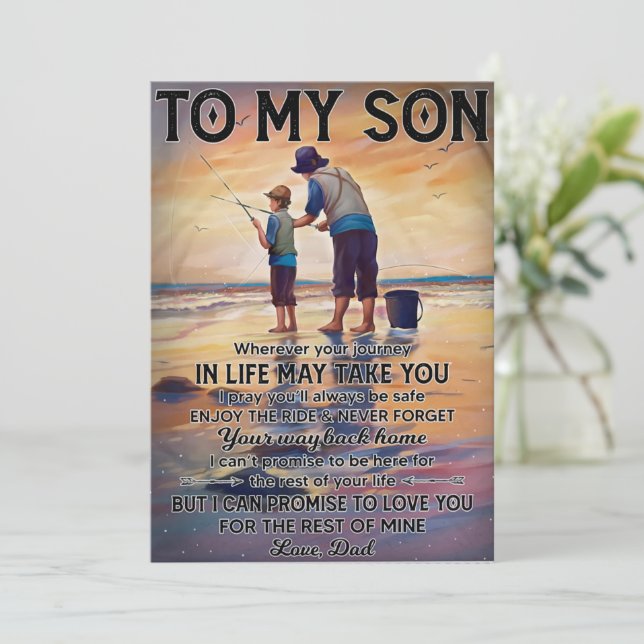 Wherever Your Journey In Life-Fishing Dad To Son Invitation (Standing Front)