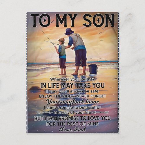 Wherever Your Journey In Life_Fishing Dad To Son  Postcard