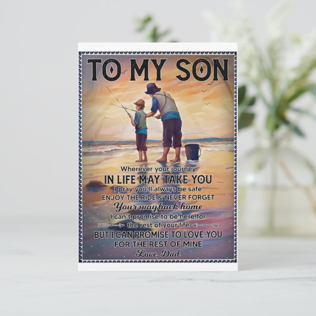 Wherever Your Journey In Life-Fishing Dad To Son  Thank You Card (Standing Front)