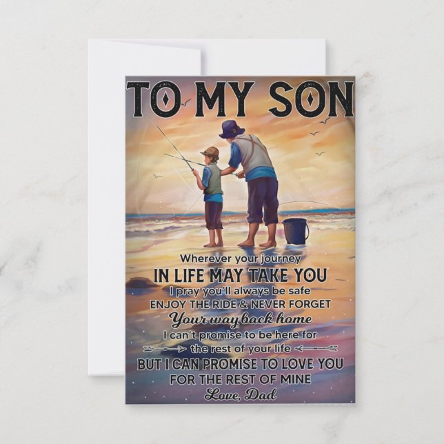 Wherever Your Journey In Life-Fishing Dad To Son  Thank You Card (Front)