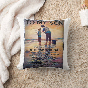 Wherever Your Journey In Life-Fishing Dad To Son Throw Pillow