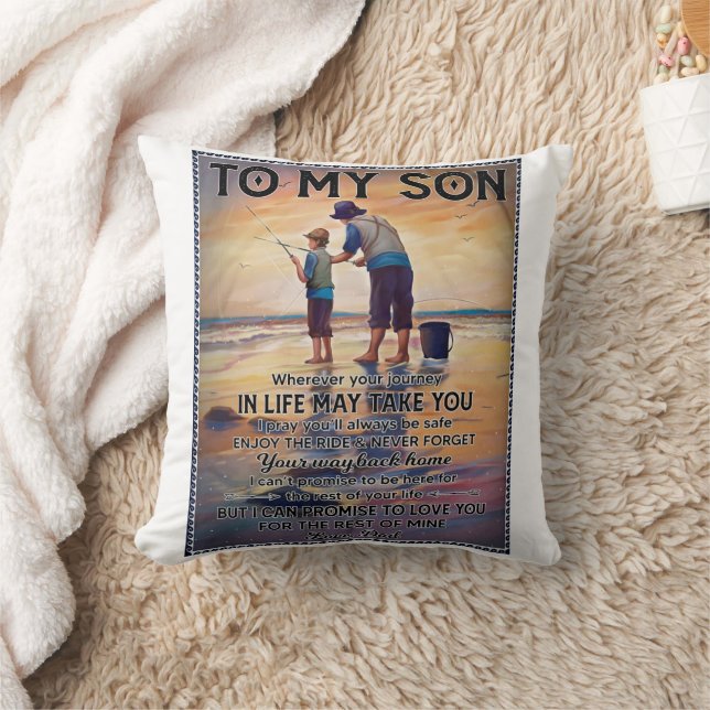 Wherever Your Journey In Life-Fishing Dad To Son  Throw Pillow (Blanket)