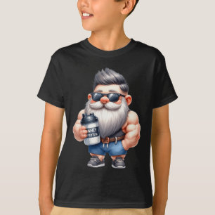 Whey Protein Gnome Dad Funny Bodybuilder Graphic F T-Shirt