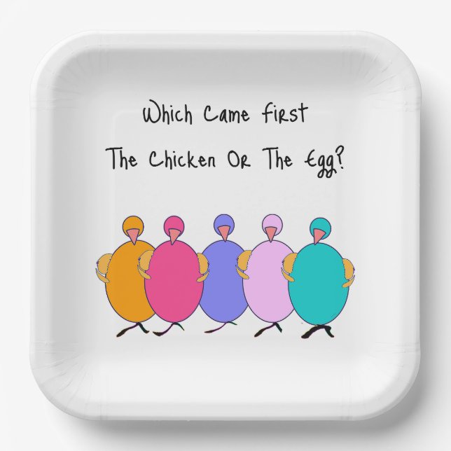 Which Came First The Chicken or The Egg  Paper Plates (Front)