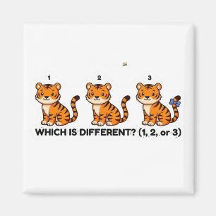 Which Is Different? Cute Tiger Animal World Game Magnet