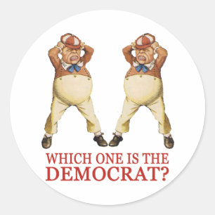 WHICH ONE IS THE DEMOCRAT - TWEEDLE DEE OR DUM? CLASSIC ROUND STICKER