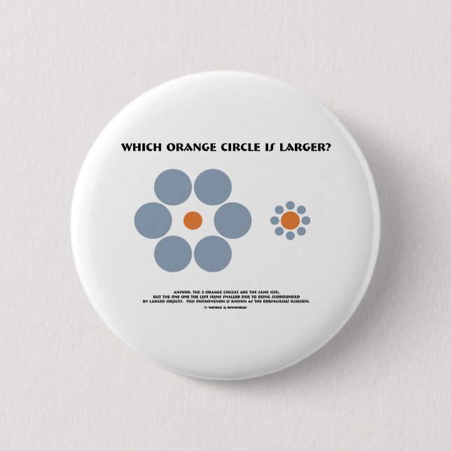 Which Orange Circle Is Larger? (Optical Illusion) Button (Front)