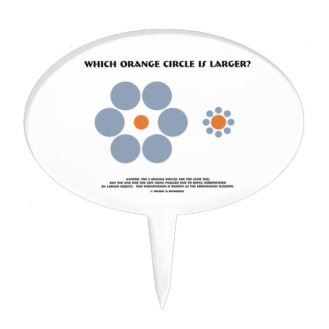 Which Orange Circle Is Larger? (Optical Illusion) Cake Topper (Front)
