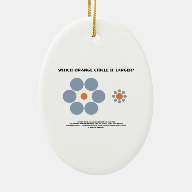 Which Orange Circle Is Larger? (Optical Illusion) Ceramic Ornament (Back)