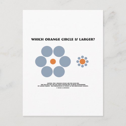 Which Orange Circle Is Larger Optical Illusion Postcard