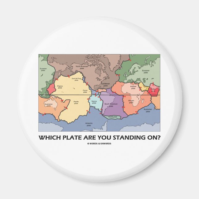 Which Plate Are You Standing On? (Plate Tectonics) Magnet (Front)