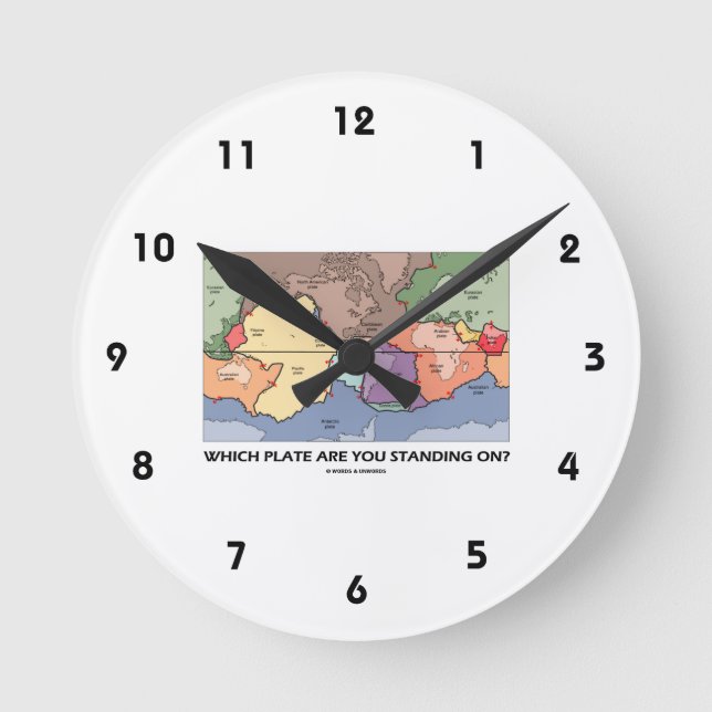 Which Plate Are You Standing On? (Plate Tectonics) Round Clock (Front)