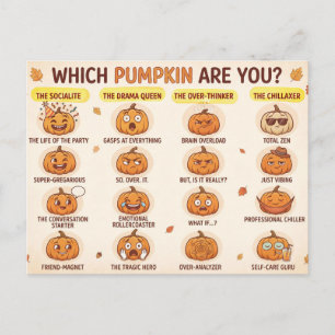 "Which Pumpkin Are You?" Humorous Halloween Design Postcard