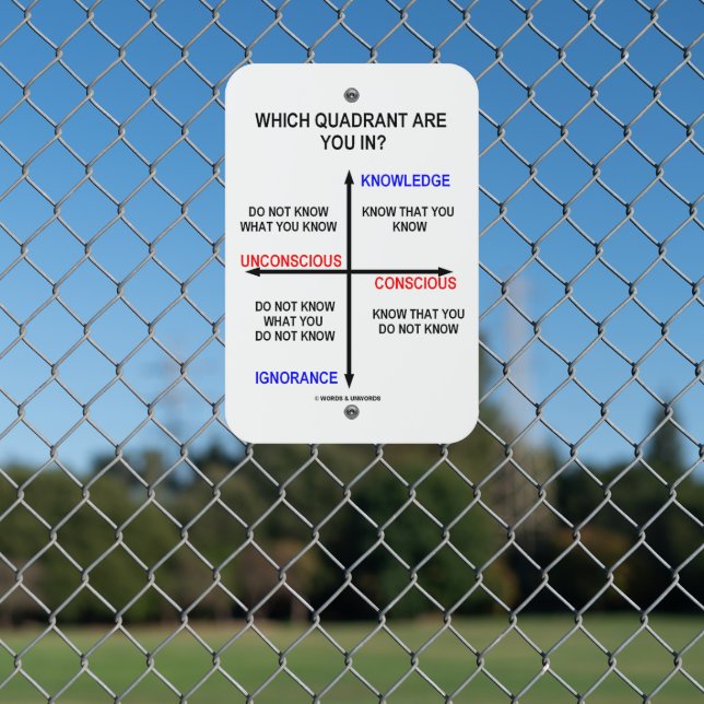 Which Quadrant Are You In? Knowledge Conscious Metal Sign (In Situ(Fence))