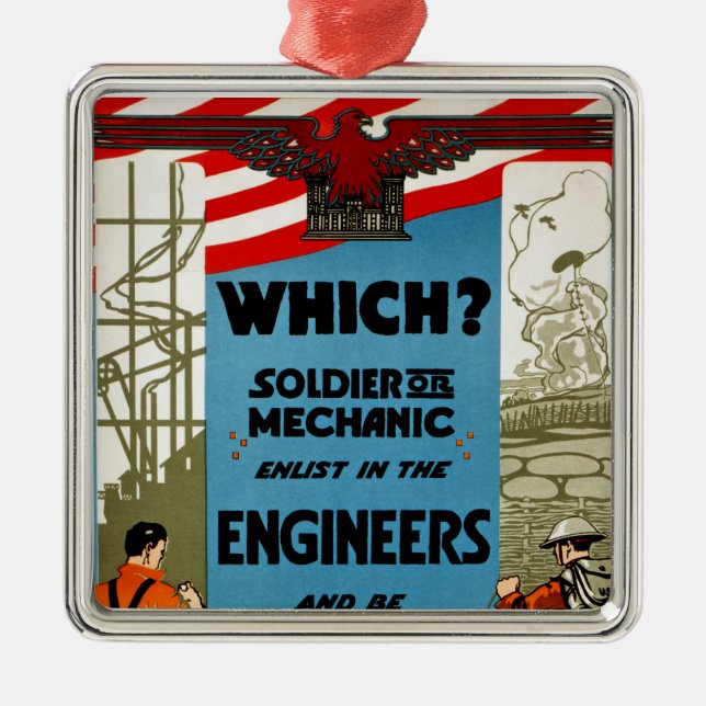 Which? Soldier or Mechanic Metal Ornament (Front)