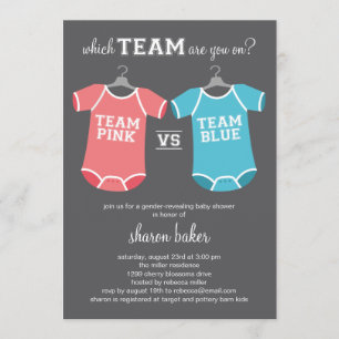 Which Team? Gender Reveal Baby Shower Invitation