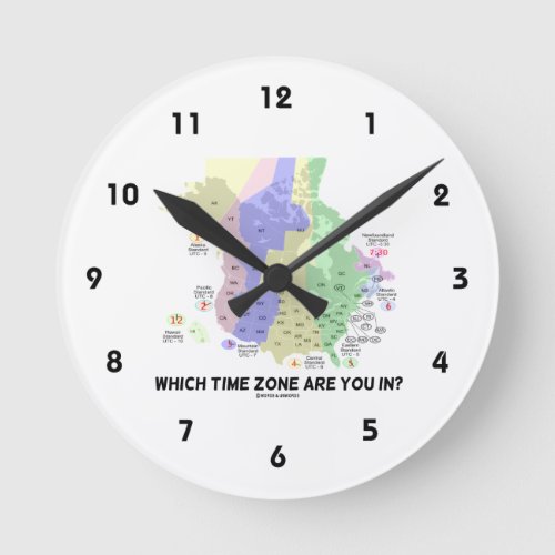 Which Time Zone Are You In United States Canada Round Clock