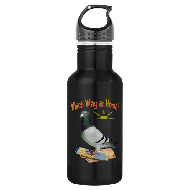 Which Way is Home? Pigeon Art Stainless Steel Water Bottle (Front)