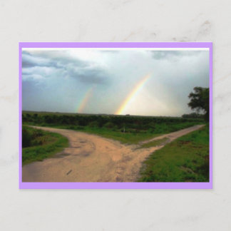 WHICH WAY NOW, DOUBLE RAINBOW AT CROSSROADS POSTCARD