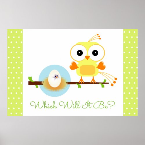 Which Will It Be Yellow Bird Gender Reveal Poster