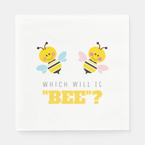 Which Will It Bee Cartoon Gender Reveal Paper Napkins