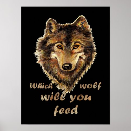 Which wolf will you feed Inspirational Wolf Art Poster