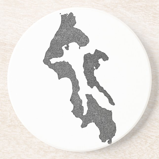 Whidbey Island Island County Map Design Coaster (Front)