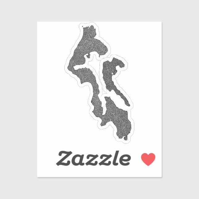 Whidbey Island Island County Map Design Sticker (Sheet)