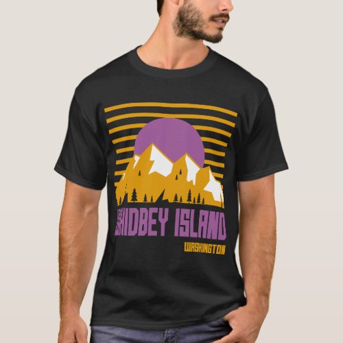 Whidbey Island Vintage Mountains Hiking Washington T_Shirt