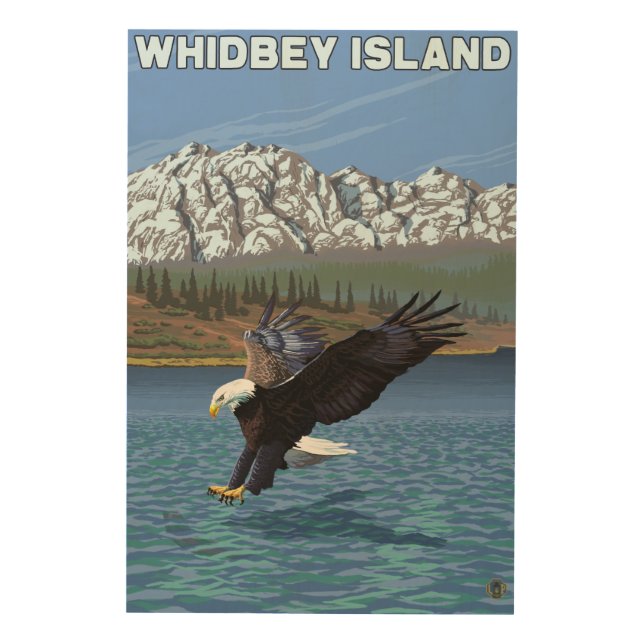 Whidbey Island, WashingtonEagle Fishing Wood Wall Decor (Front)