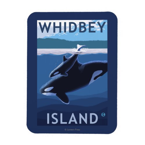 Whidbey Island WashingtonOrca and Calf Magnet