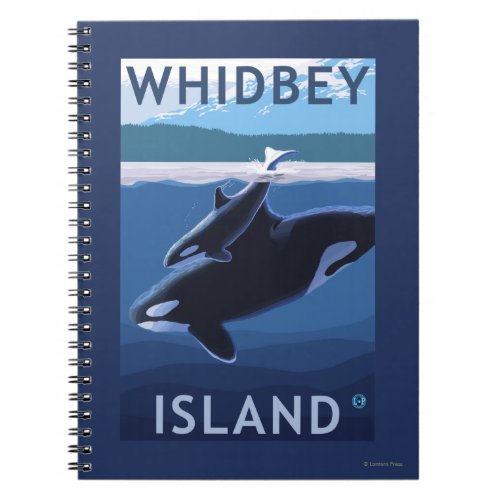 Whidbey Island WashingtonOrca and Calf Notebook