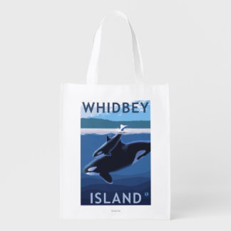 Whidbey Island, WashingtonOrca and Calf Reusable Grocery Bag