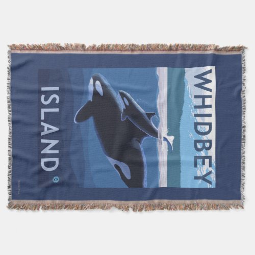Whidbey Island WashingtonOrca and Calf Throw Blanket
