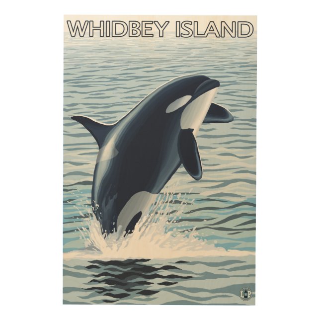 Whidbey Island, WashingtonOrca Jumping Wood Wall Decor (Front)