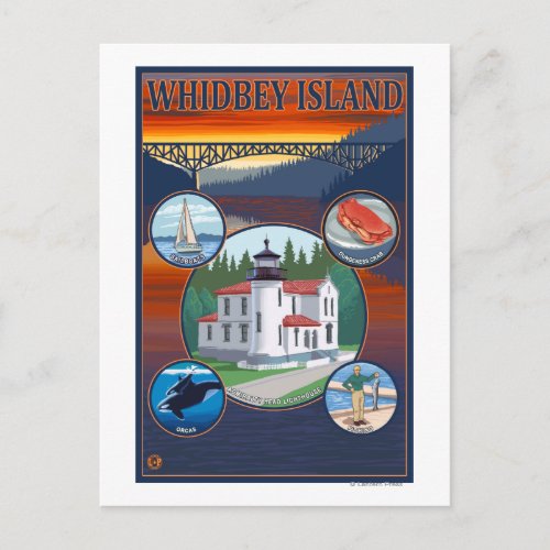 Whidbey Island WashingtonScenic Travel Poster Postcard