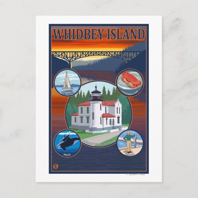 Whidbey Island, WashingtonScenic Travel Poster Postcard (Front)