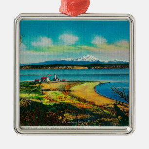 Whidby Island and Mt. Baker from Port Townsend Metal Ornament