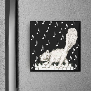 Whie Cat on Piano Keys Magnet
