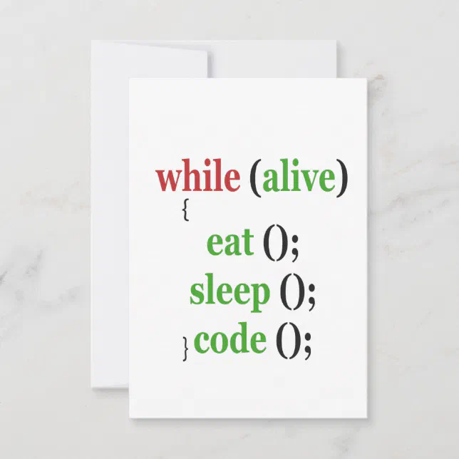 While Alive Code Stickers While Alive Eat Sleep Code Funny PRogrammer Gift Thank You Card | Zazzle